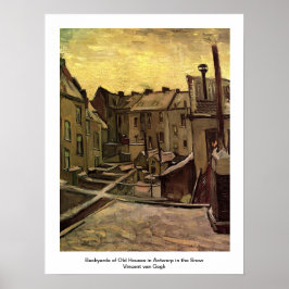 Bakgårdar i gamla hus i Antwerpen i Snö Poster