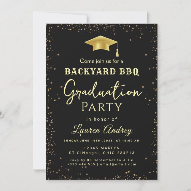 Bakgårds BBQ-examensfestinladan Inbjudningar (Framsida)