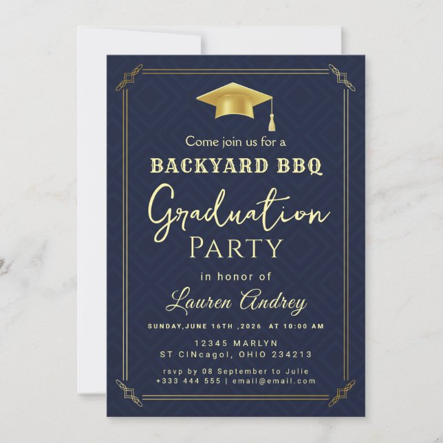 Bakgårds BBQ-examensfestinladan Inbjudningar (Framsida)