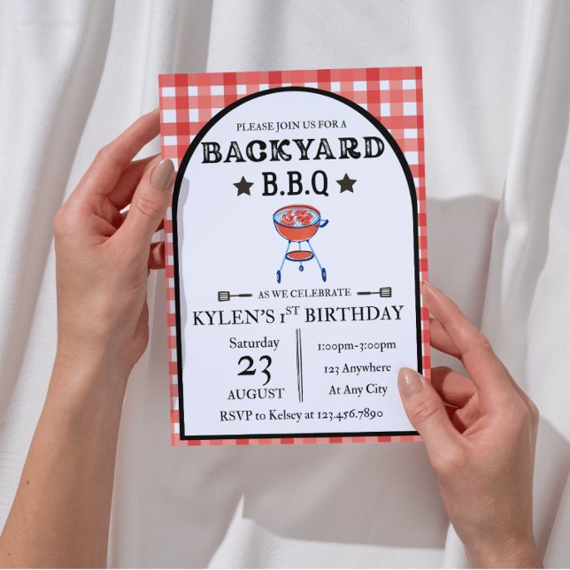 Bakgårds BBQ födelsedagsinbjudan | Redigerbar 5x7 Inbjudningar (Skapare uppladdad)