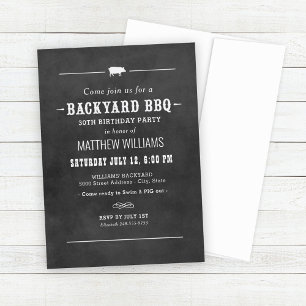 Bakgårds BBQ-krita Födelsedagsfest Inbjudningar