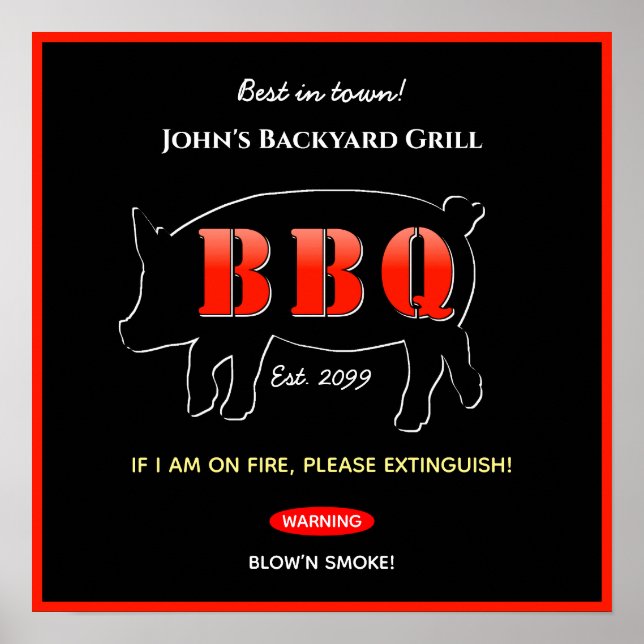 Bakgårds Grillmästare Grillning BBQ Affisch Tryck (Framsidan)
