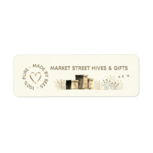 Bakgårdshundar av honung Flower Hives Guld Heart B Returadress Etikett