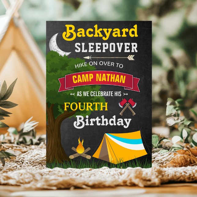 Bakgårdsövernattning Camping Födelsedagsfest Inbjudningar (Skapare uppladdad)