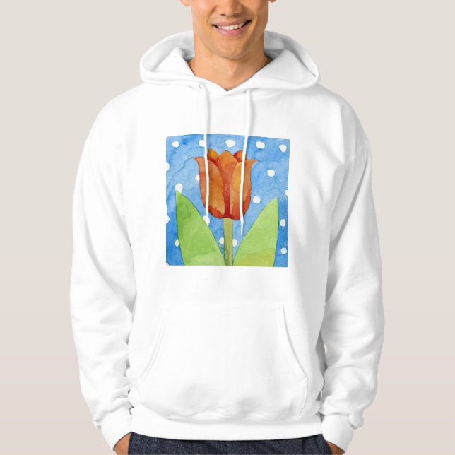 Bakgrund 2013 för fläck för tulpanblåttvit hoodie (Framsida)
