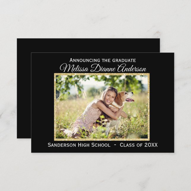 Bakgrund - 3 x 5 Grad-meddelande från Svarta/Guld Inbjudningar (Fram/baksida)