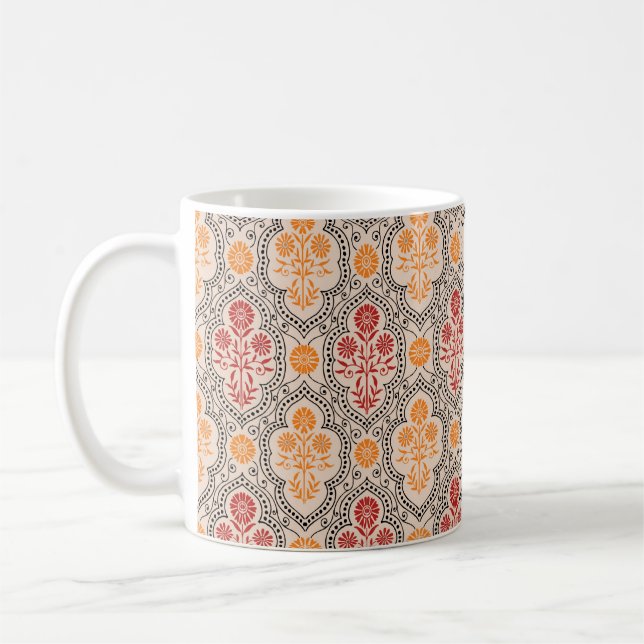 BAKGRUND ARTp FÖR SMÅ MUGHAL FLOWER MÖNSTER Kaffemugg (Vänster)