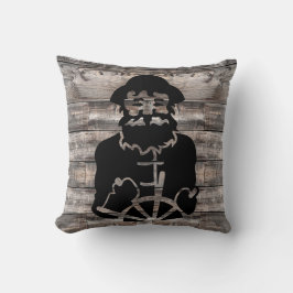 Bakgrund av vävt träplank med CAPTAIN | T Kudde