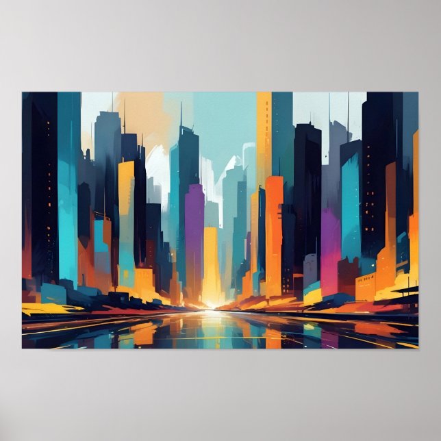 Bakgrund för abstrakt Cityscape Modern Architectur Poster (Framsidan)