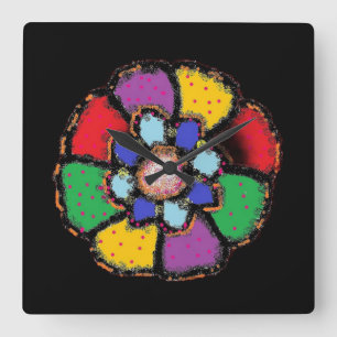 BAKGRUND FÖR abstraktens PETAL FLOWER DESIGN BLCK Fyrkantig Klocka