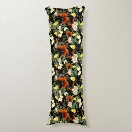 Bakgrund för äppelblommar och fjärilar, svart kroppskudde