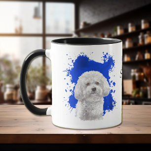 Bakgrund för Bichon Frise Blue Abstrakt Mugg