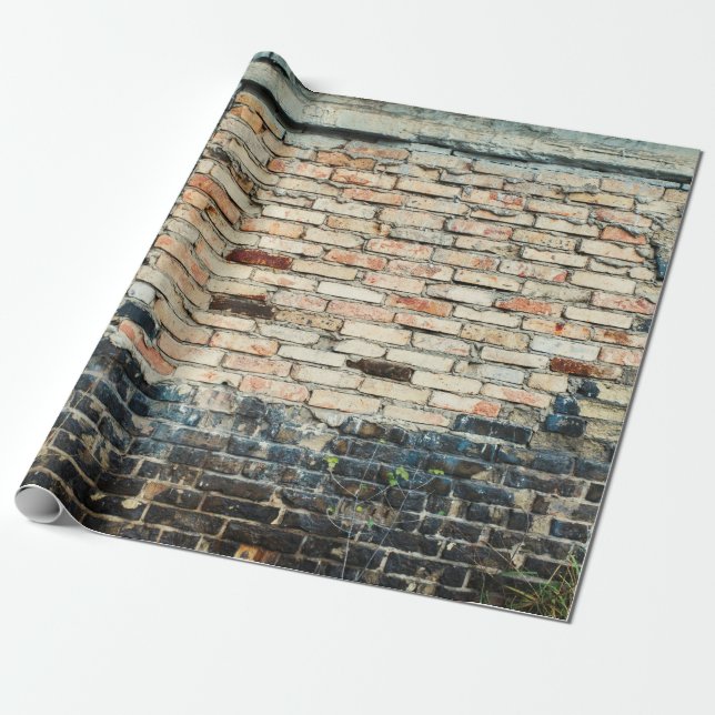 Bakgrund för blandad tegelvägg struktur. Vintage Presentpapper (Utrullad)