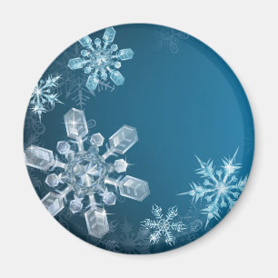 Bakgrund för blåttjulsnowflake magnet