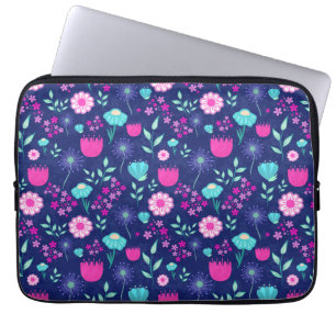 Bakgrund för blommönstret Cute Laptop Fodral