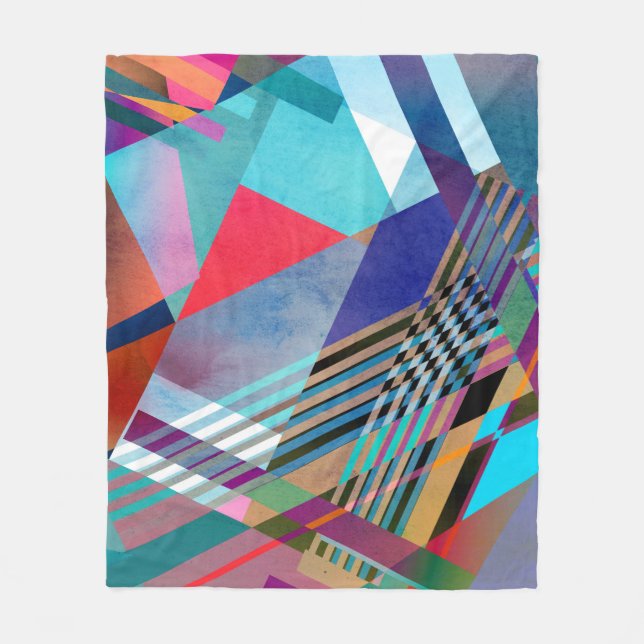 Bakgrund för Bright Geometric: Färgfull Abstrakt Fleecefilt (Framsidan)