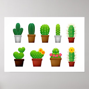 Bakgrund för Cactus plantor Poster