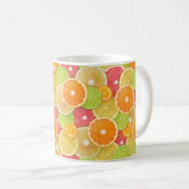 Bakgrund för citrusfrukter kaffemugg