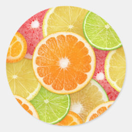 Bakgrund för citrusfrukter runt klistermärke