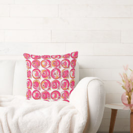 Bakgrund för dekorcirkel Blommans Rosa Orange Vit Kudde