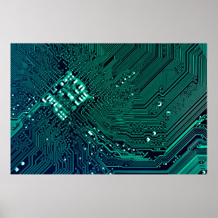 Bakgrund för elektroniska kretskort,abstrakt,blått poster