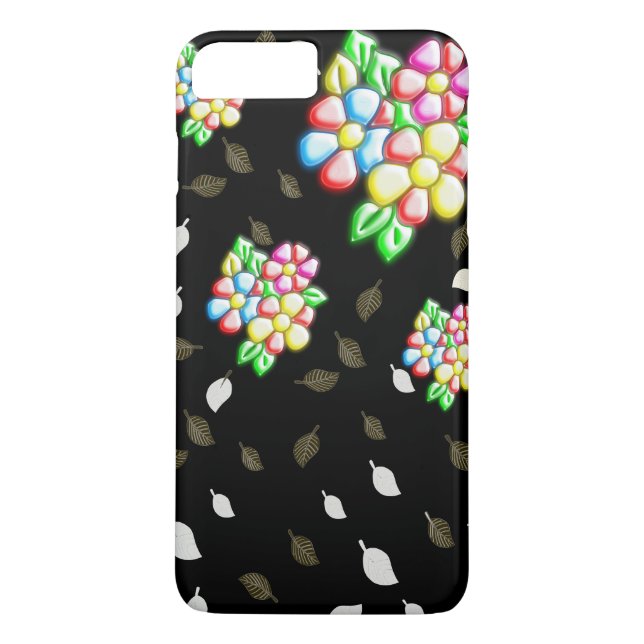 Bakgrund för färgad Abstrakt Retro Flowers Black Case-Mate iPhone Skal (Baksida)