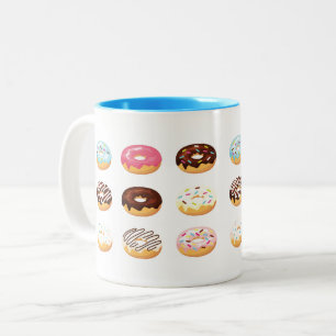 Bakgrund för färgade donuts Två-Tonad mugg