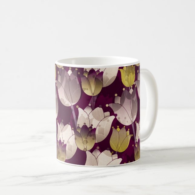 Bakgrund för färgat Blommönster Kaffemugg (Framsida höger)