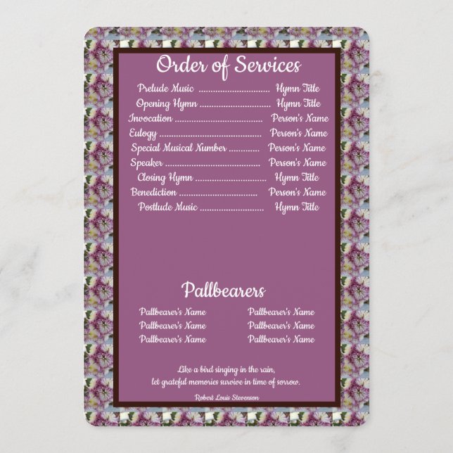 Bakgrund för fotospider-Blommigt i citattecken, Mo Program (Baksida)