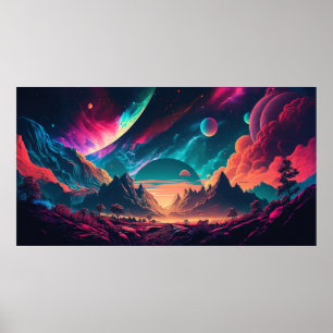 Bakgrund för främmande planets landskap poster