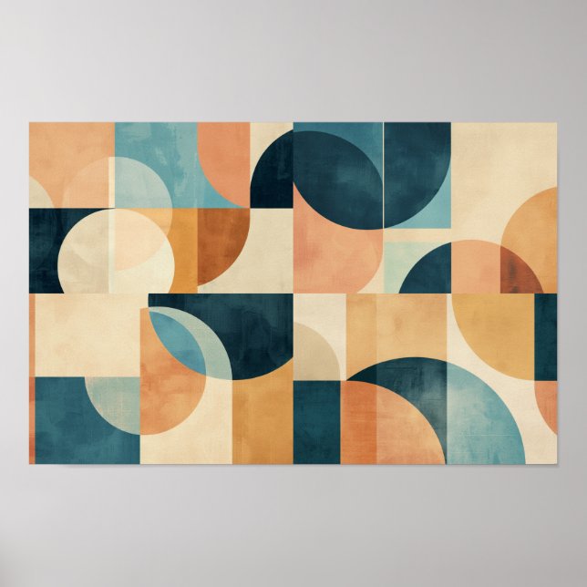 Bakgrund för geometriska former i blått och brunt poster (Framsidan)