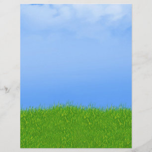 Bakgrund för grönt Grass & Blå himmel Reklamblad