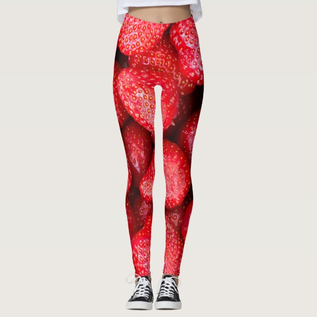 Bakgrund för jordgubbar leggings (Framsida)