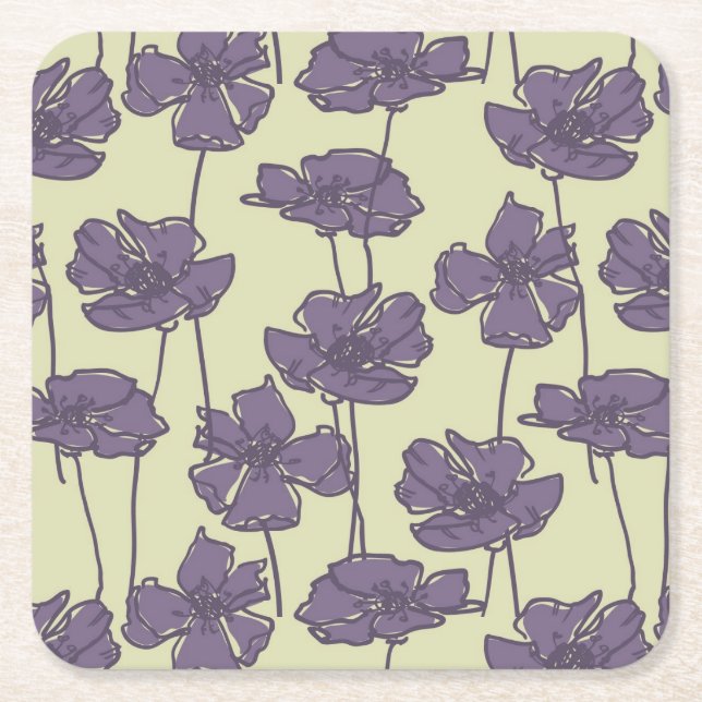 Bakgrund för konstvintageblommönster underlägg papper kvadrat (Framsidan)