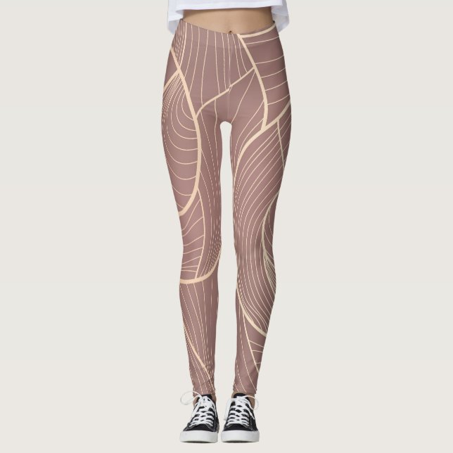 Bakgrund för Luxury Guld Linjer Mönster Leggings (Framsida)
