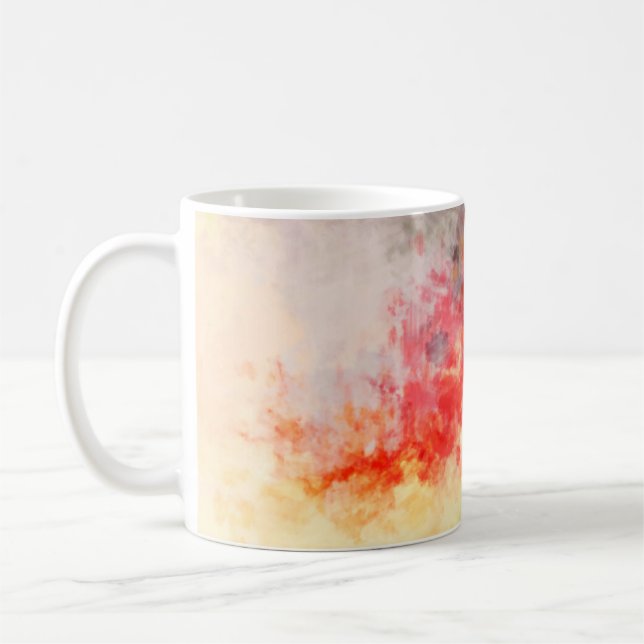 Bakgrund för målad Abstrakt i penselfärg. Penseldr Kaffemugg (Vänster)