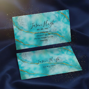 Bakgrund för marmor från Aqua guld glitter Visitkort