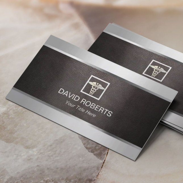 Bakgrund för medicinskt Metall Gräns och läder Visitkort (Skapare uppladdad)