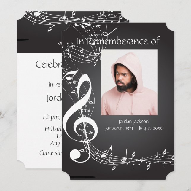 Bakgrund för Memorial Service Inbjudan Musik noter (Fram/baksida)