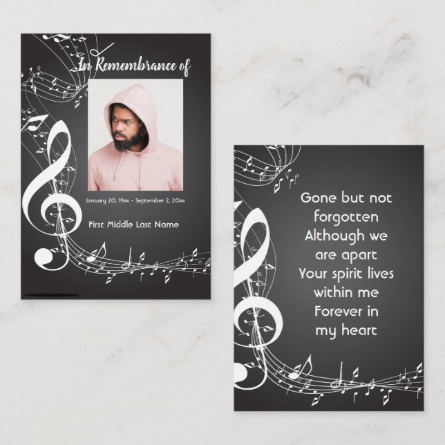 Bakgrund för Memorial Service Inbjudan Musik noter (Fram/baksida)