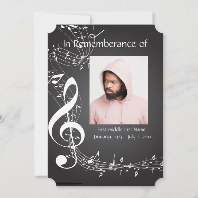 Bakgrund för Memorial Service Inbjudan Musik noter (Framsida)