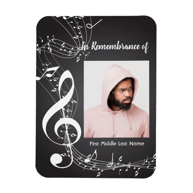 Bakgrund för Memorial Service Inbjudan Musik noter Magnet (Vertikal)