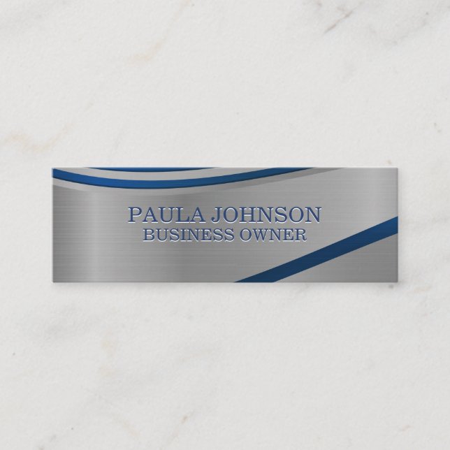 Bakgrund för metallisk blå Abstrakt Mini Visitkort (Framsida)