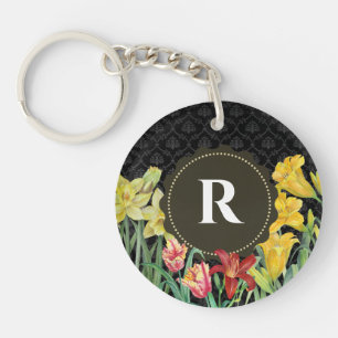 Bakgrund för Monogram första Vår blommor-skada