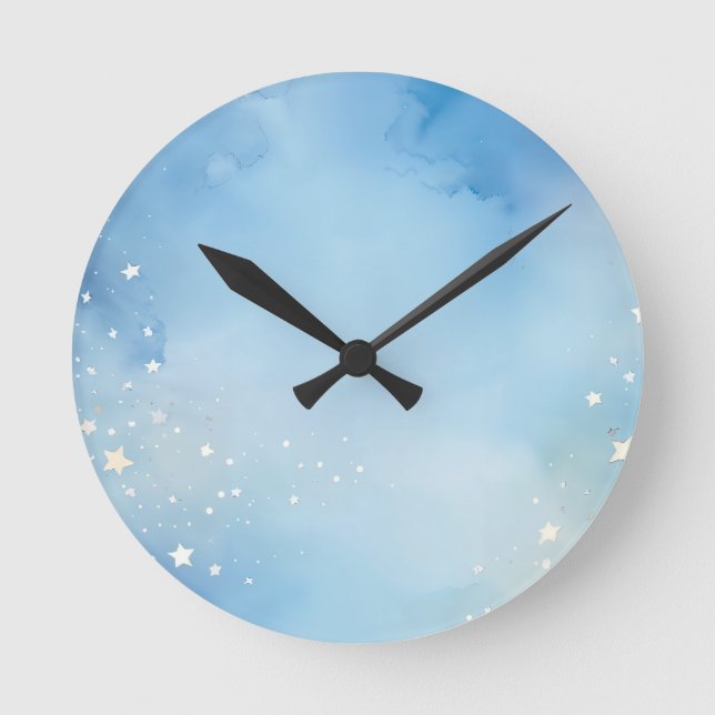 Bakgrund för nattstjärnor för vattenfärg rund klocka (Framsida)