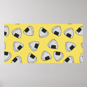 Bakgrund för Onigiri (japanese ris boll). Sömlös Poster