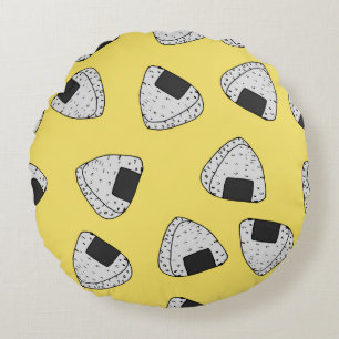 Bakgrund för Onigiri (japanese ris boll). Sömlös Rund Kudde