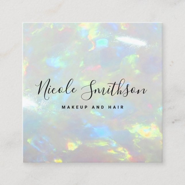 Bakgrund för opal gemstone struktur fyrkantigt visitkort (Framsida)