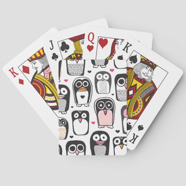 bakgrund för pingvinfågelillustration spel kort (Baksidan)
