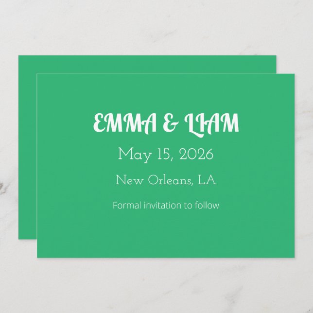 Bakgrund för plan Mint-Grönt - Bröllop Design Spara Datumet (Fram/baksida)